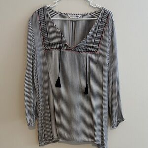 Old Navy Striped Blouse with Tassel Details
